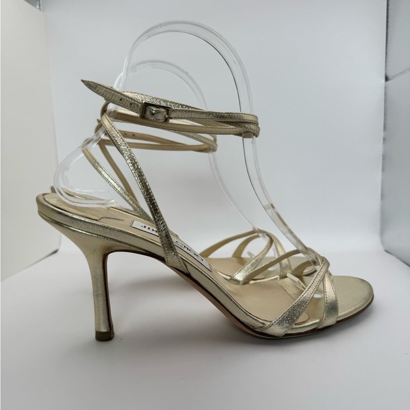Jimmy Choo Gold Wrap-Around Strap Heels size 38.5 - Picture 5 of 10